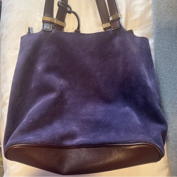 Michael Kors Purple Suede Leather Shoulder Colgate Tote /Shoulder Bag - Picture 4 of 16